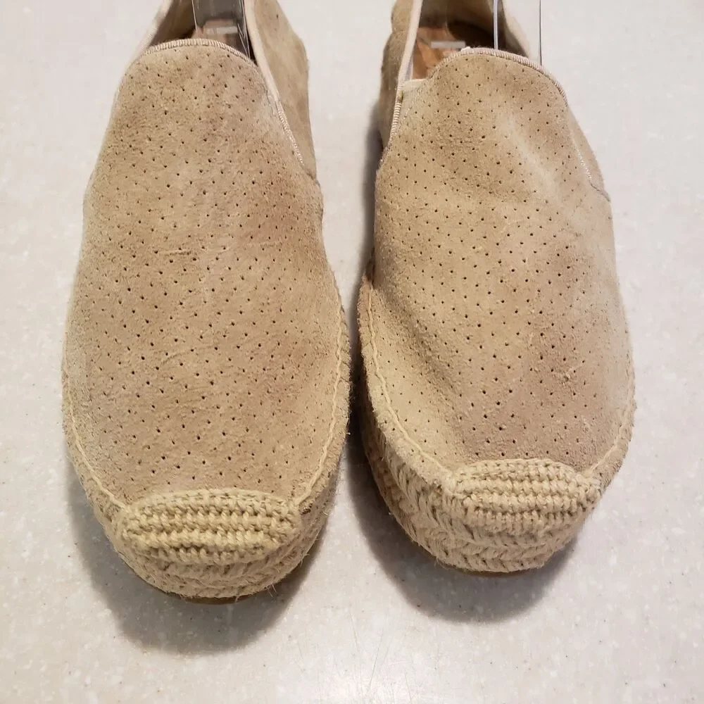 Soludos Tan Malibu Platforms Suede Flats Size 9.5